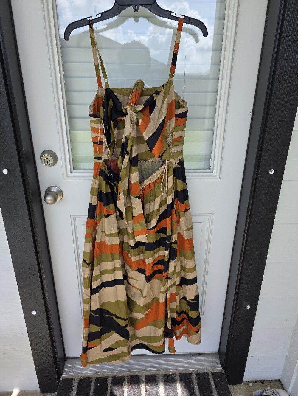 MSK Petite Maxi Dress PXL Abstract Stripe Tie Back Sleeveless Boho Resort Beach - Picture 6 of 10